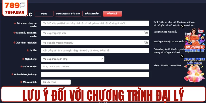 Lưu ý đối với chương trình đại lý